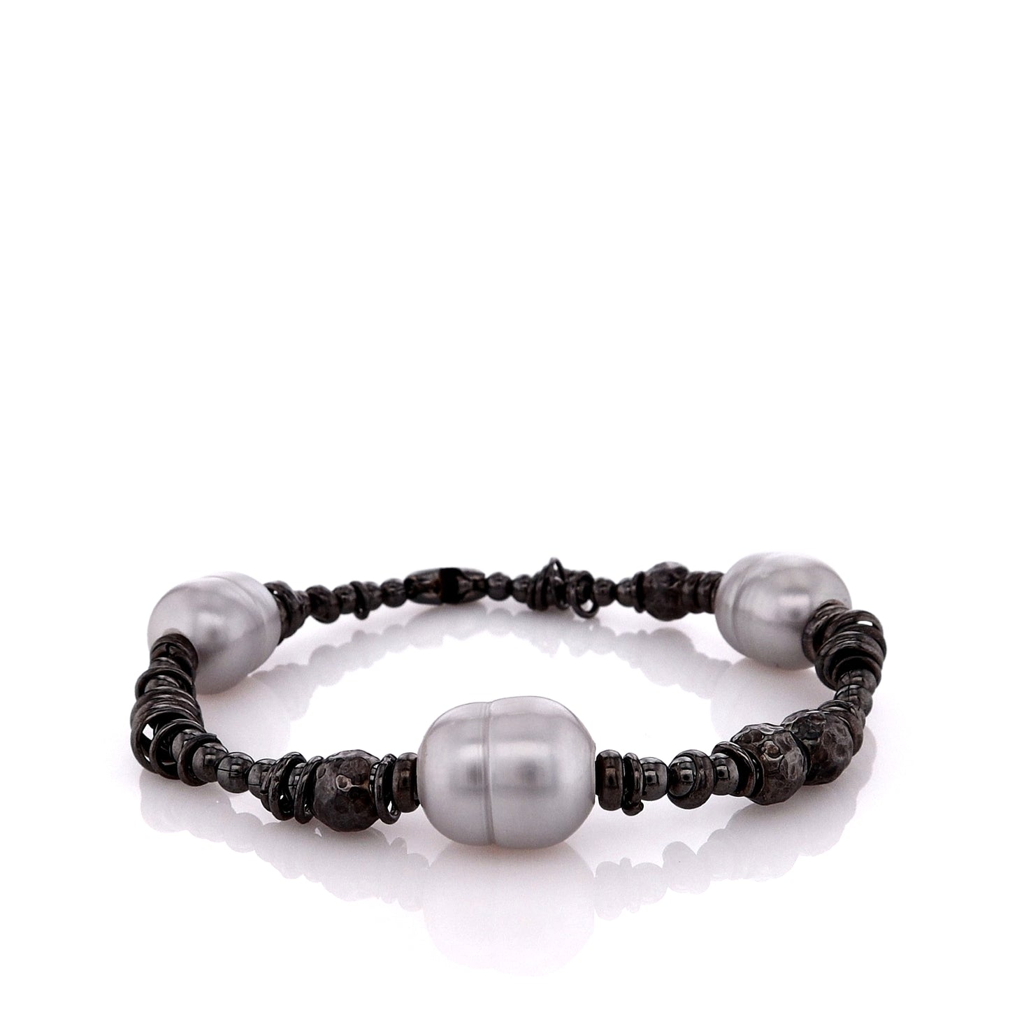 Honora Black Rhodium Sterling Silver Cultured Pearl Beaded Stretch Bracelet
