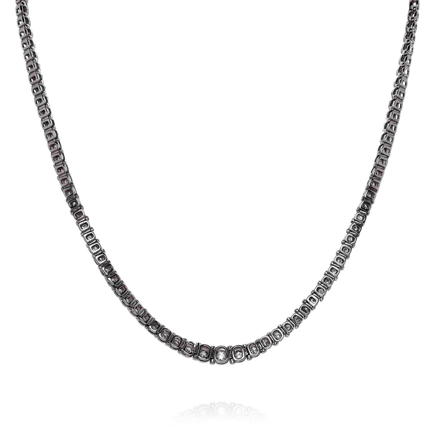Estate 14k White Gold 15" Graduated Diamond Riviera Necklace