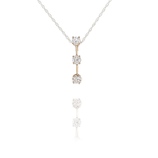 Estate 14 Karat Yellow Gold Sticks And Stones Design Diamond Pendant Necklace