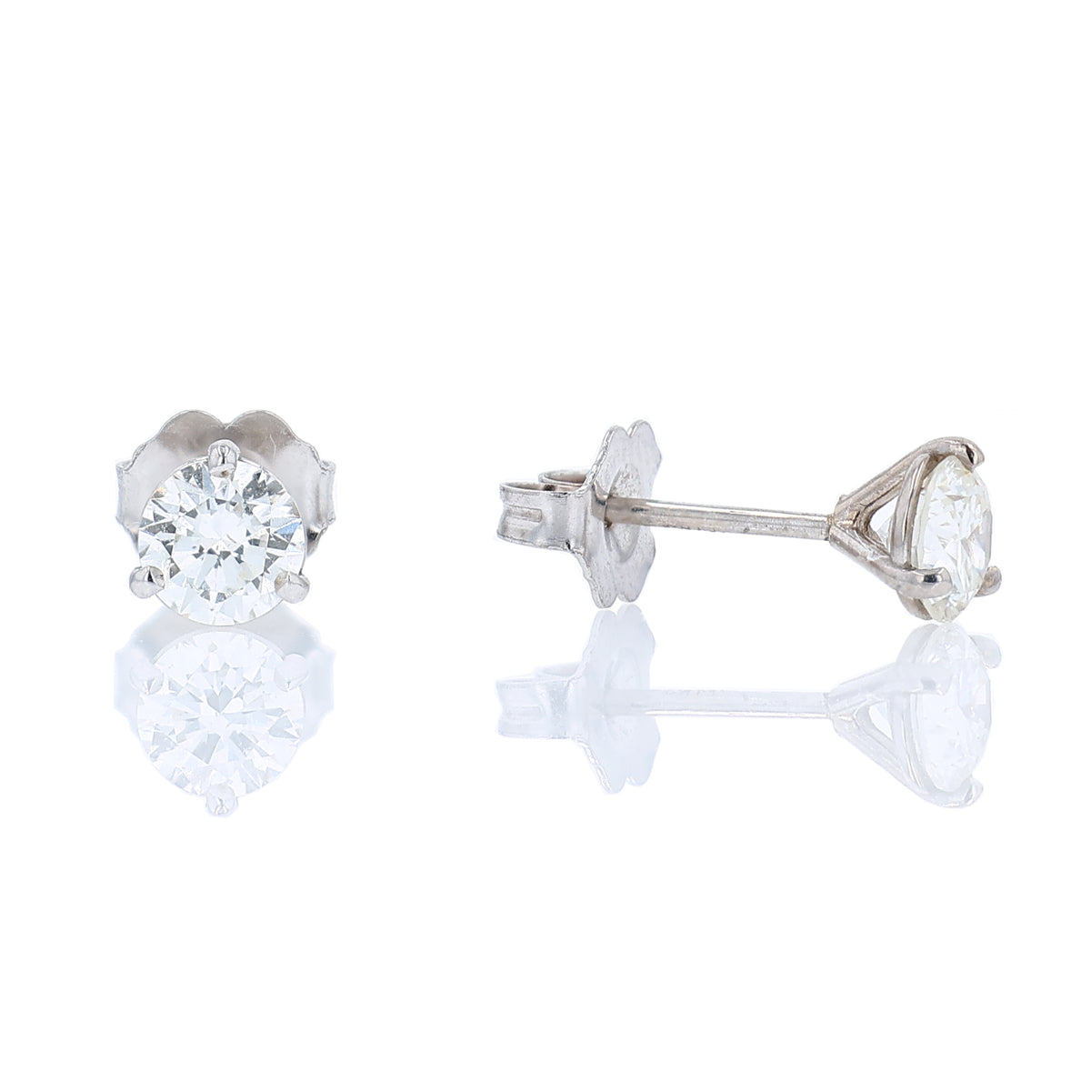 Estate 14k White Gold 0.79ct Diamond Stud Earrings
