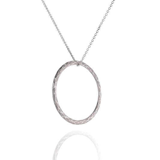 Estate Paloma Picasso Tiffany & Co Sterling Silver Hammered Circle Pendant Necklace