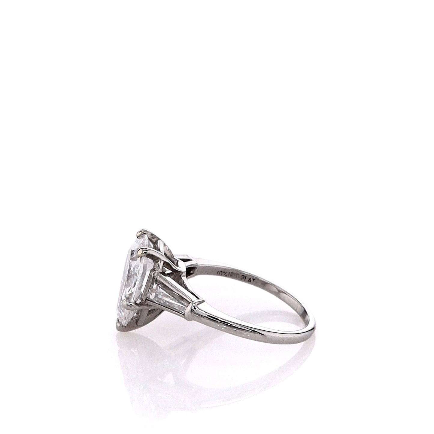 Estate Platinum Pear Shaped and Tapered Baguette Diamond Engagement Ring