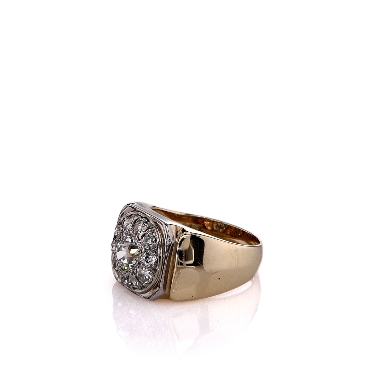 Estate 14k Two-Tone Old European Diamond Cluster Halo Ring
