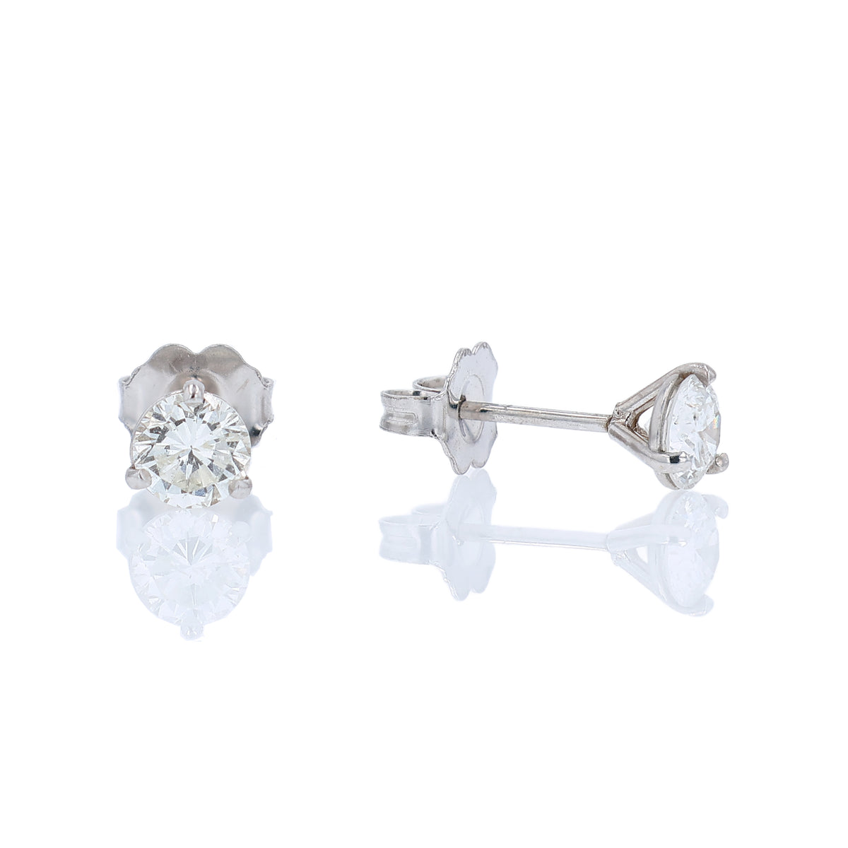 Estate 14k White Gold 0.78ct Diamond Stud Earrings