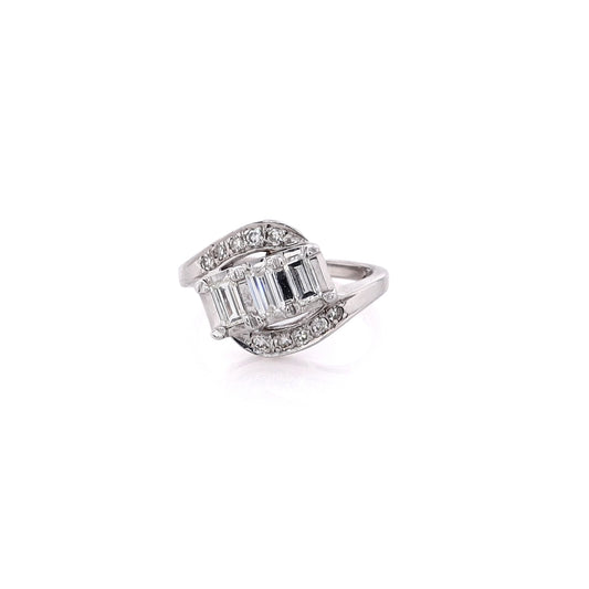 Estate 14 karat White Gold Bypass Design Diamond Ring