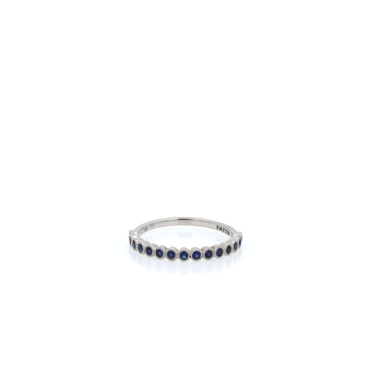 14k White Gold 0.45ct Halfway Bezel Set Sapphire Band