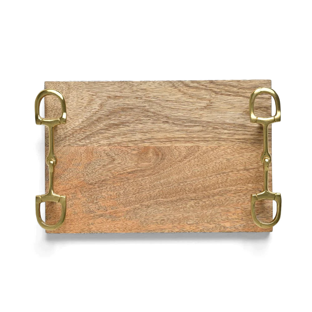 Pomegranate Wooden Cheese Tray with Snaffle Handles