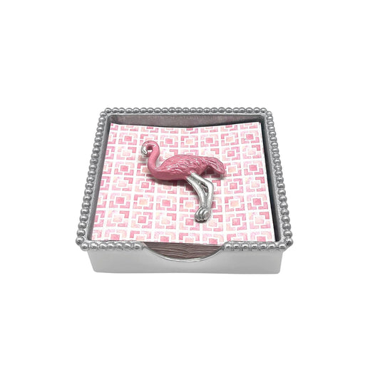 Mariposa Pink Flamingo Beaded Napkin Box Set