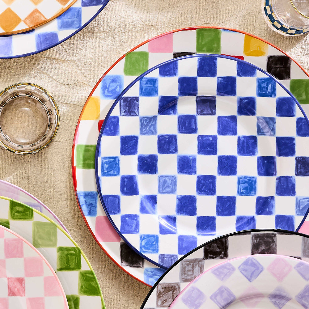 Mackenzie-Childs Indigo Check Dinner Plate