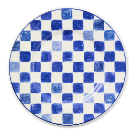 Mackenzie-Childs Indigo Check Dinner Plate