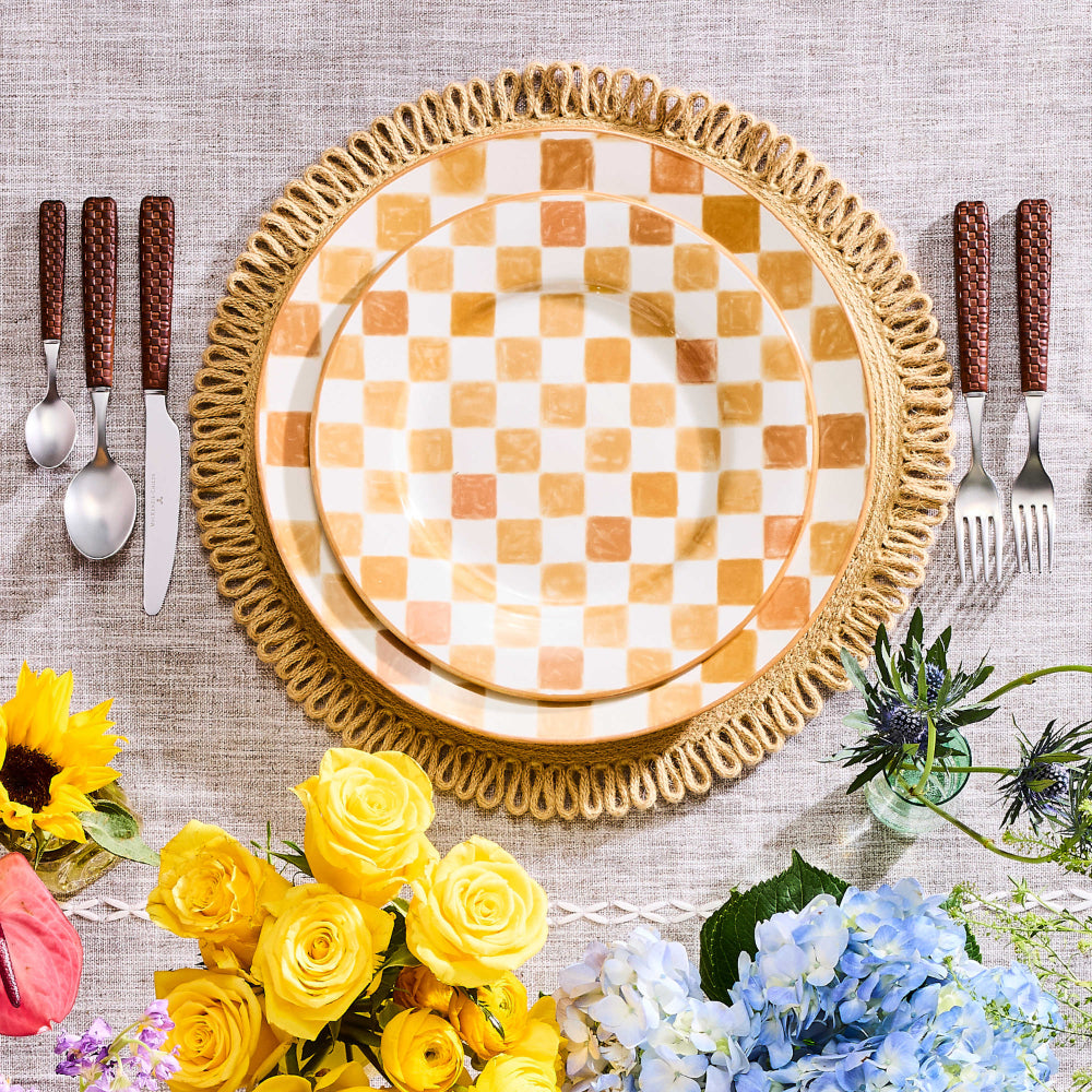 Mackenzie-Childs Honey Check Dinner Plate
