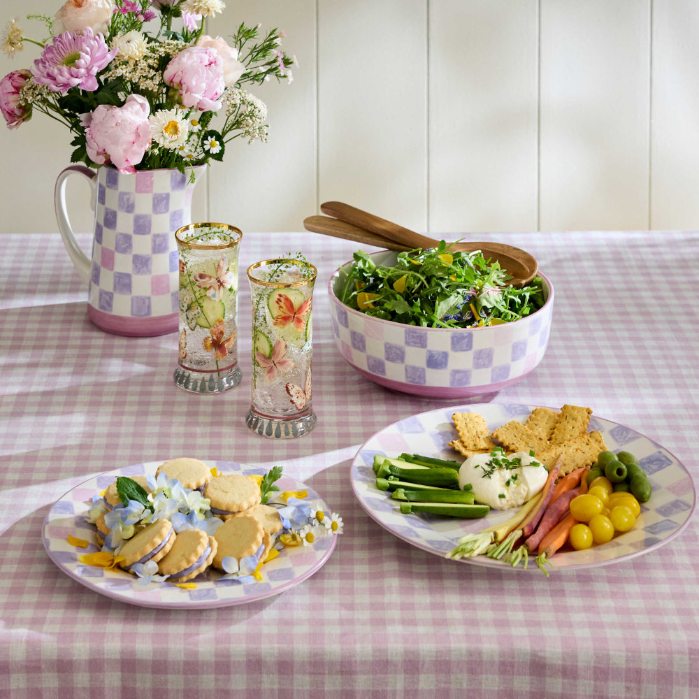 Mackenzie-Childs Lilac Check Dinner Plate