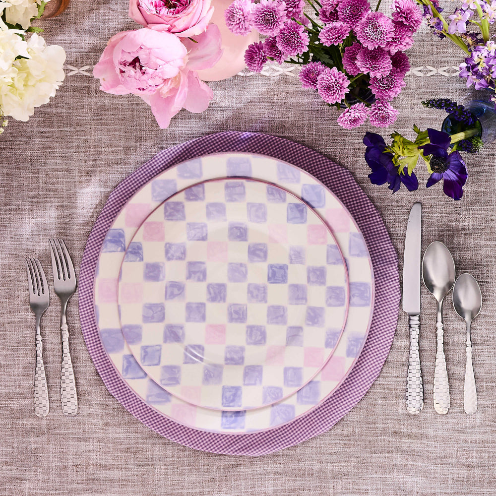 Mackenzie-Childs Lilac Check Dinner Plate