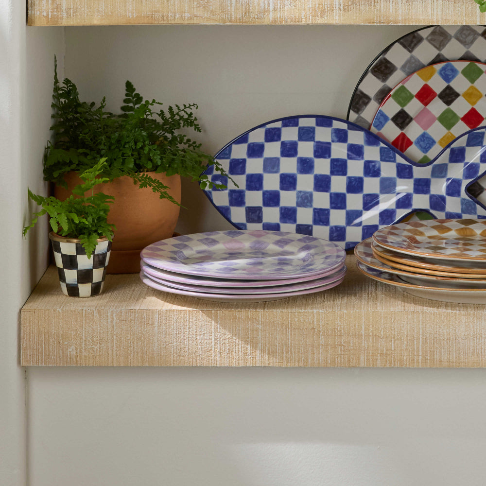 Mackenzie-Childs Lilac Check Dinner Plate
