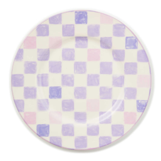 Mackenzie-Childs Lilac Check Dinner Plate