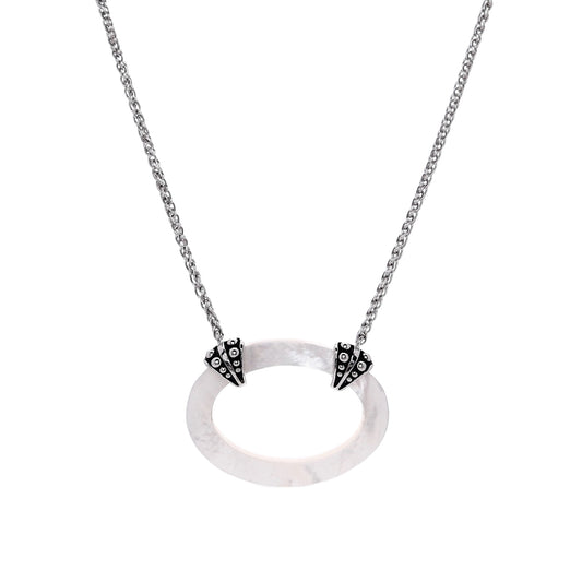 Honora Sterling Silver 17" Oval Mother of Pearl Pendant Necklace