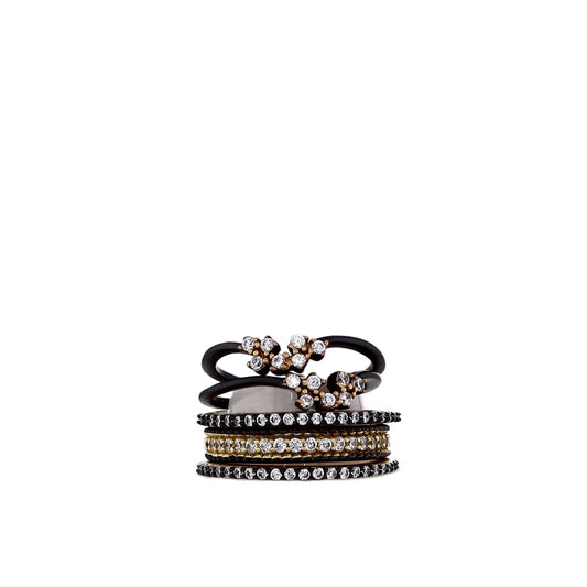 Freida Rothman Gold Tone and Rhodium Plated Cubic Zirconia Stack Ring