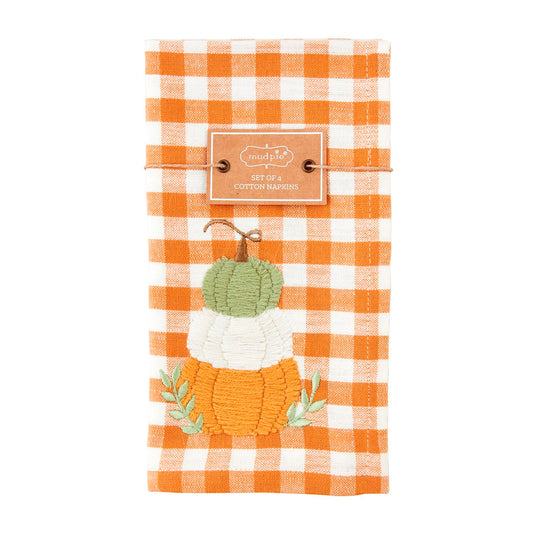 Mud Pie Embroidery Check Napkins