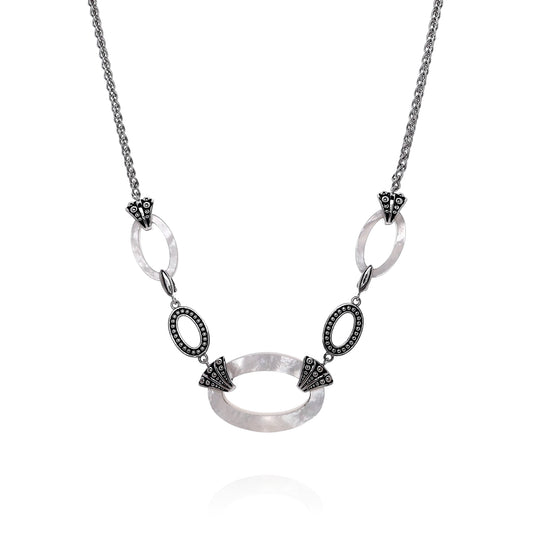 Honora Sterling Silver 18" Multiple Oval Mother of Pearl Chain Necklace