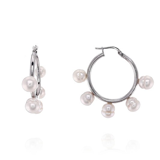 Honora Sterling Silver Freshwater Pearl Hoop Earrings