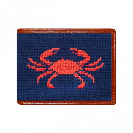 Smathers & Branson Coral Crab Needlepoint Bi-fold Wallet