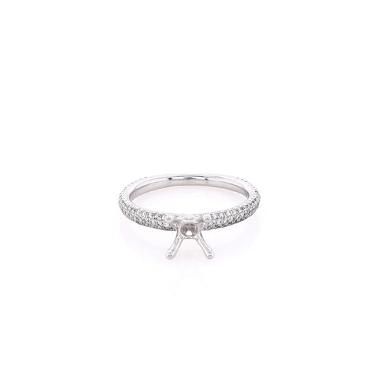 Estate SIMON G 18 Karat White Gold Semi Pave Diamond Ring Solitaire Mounting Ring