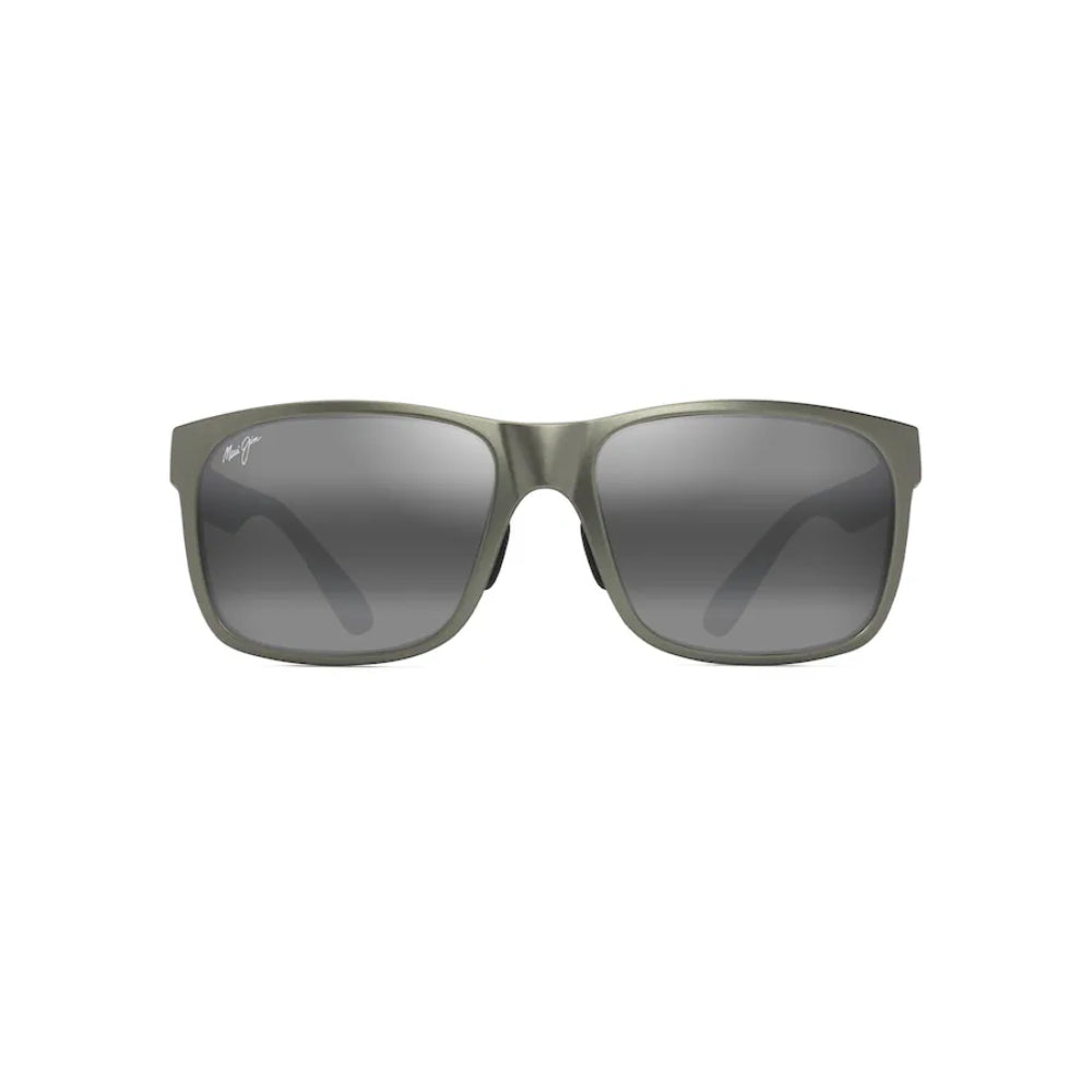 Maui Jim RED SANDS Polarized Rectangular Sunglasses - Matte Greyish-Green