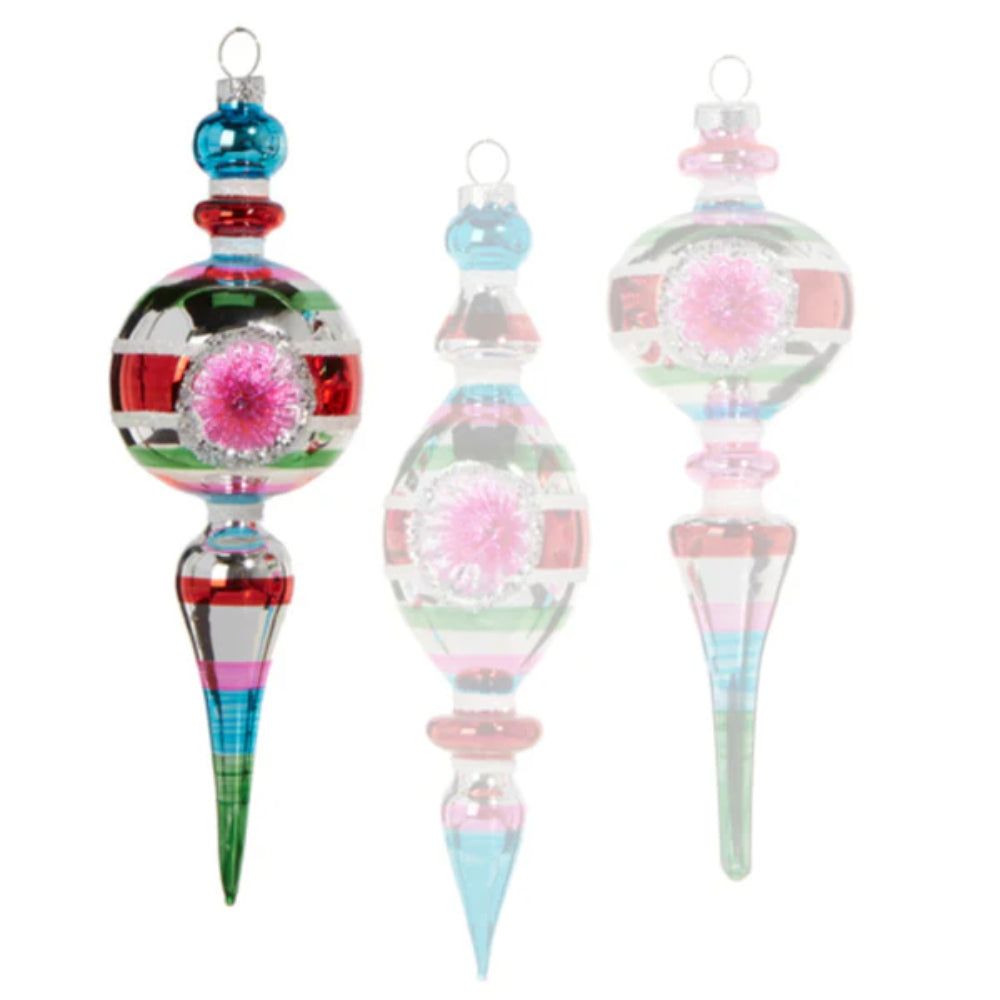 8.5" Striped Vintage Finial Ornament