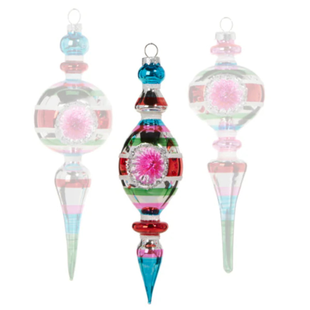 8.5" Striped Vintage Finial Ornament