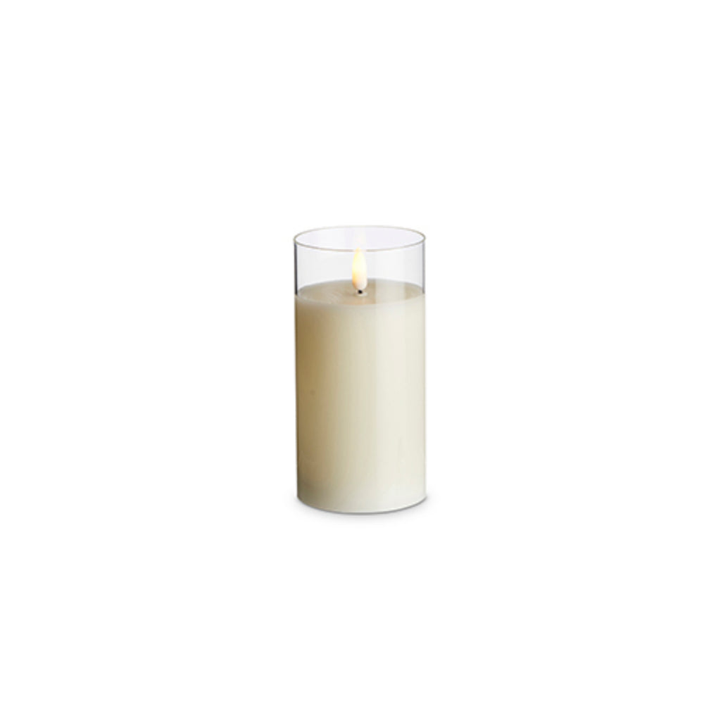 Raz Imports Battery Powered Clear Glass Ivory Pillar Candle