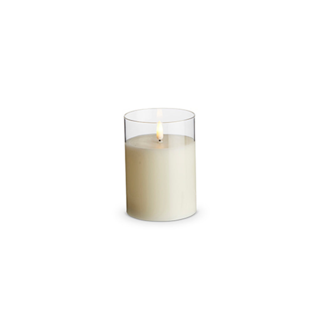 Raz Imports Battery Powered Clear Glass Ivory Pillar Candle
