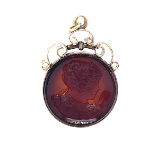 Estate 14k Rose Gold Pendant with Carnelian Cameo