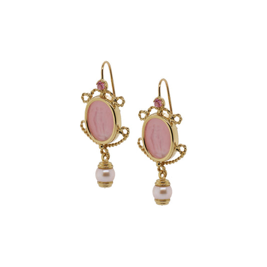 Estate 18k Yellow Gold Intaglio Earrings