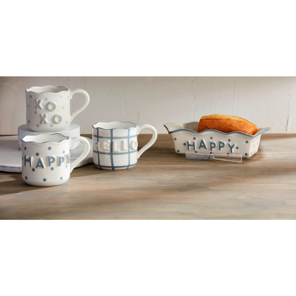 Mud Pie Wavy Happy Mugs