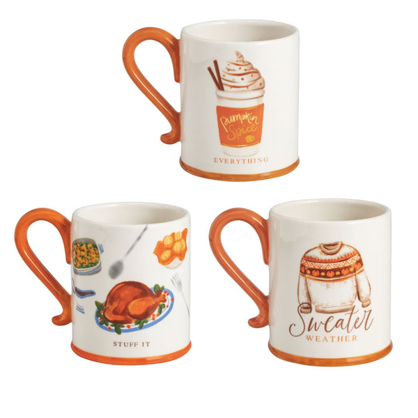 Mud Pie Thanksgiving Mugs Sweater Weather