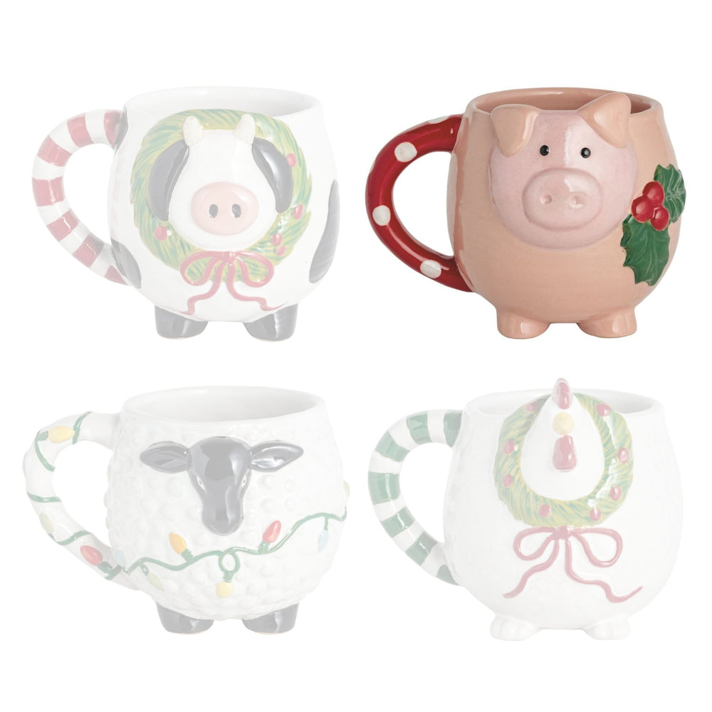 Mud Pie Farm Christmas Animal Mug