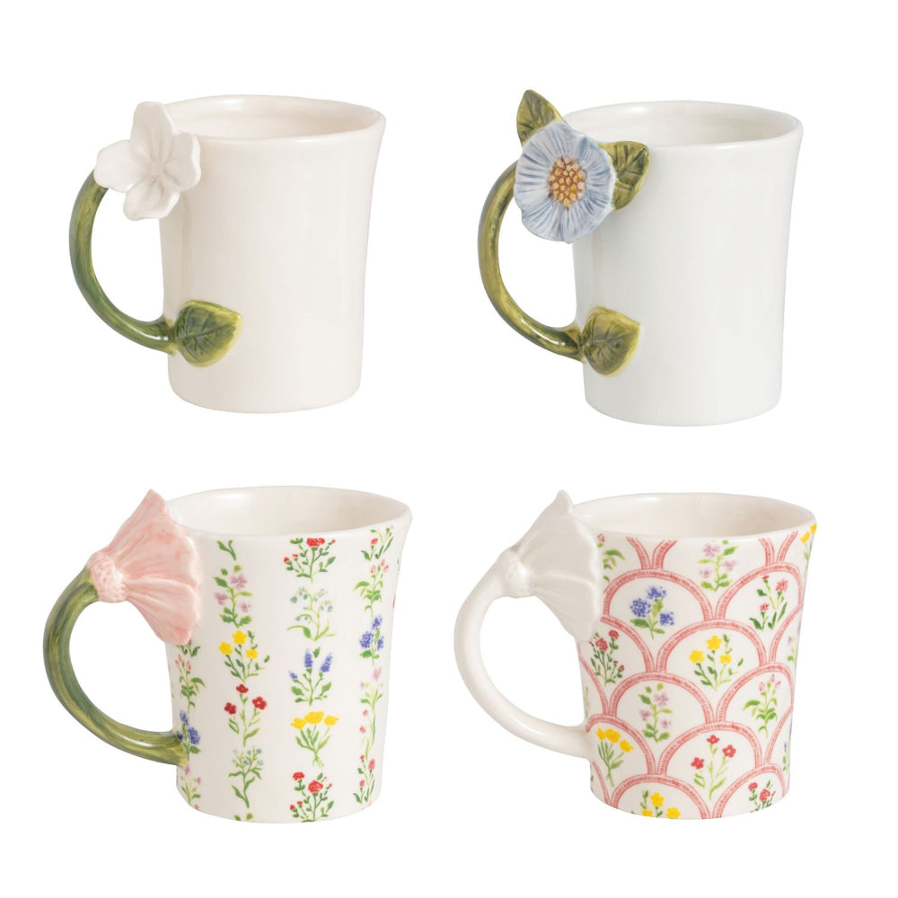 Mud Pie Flower Handle Mugs