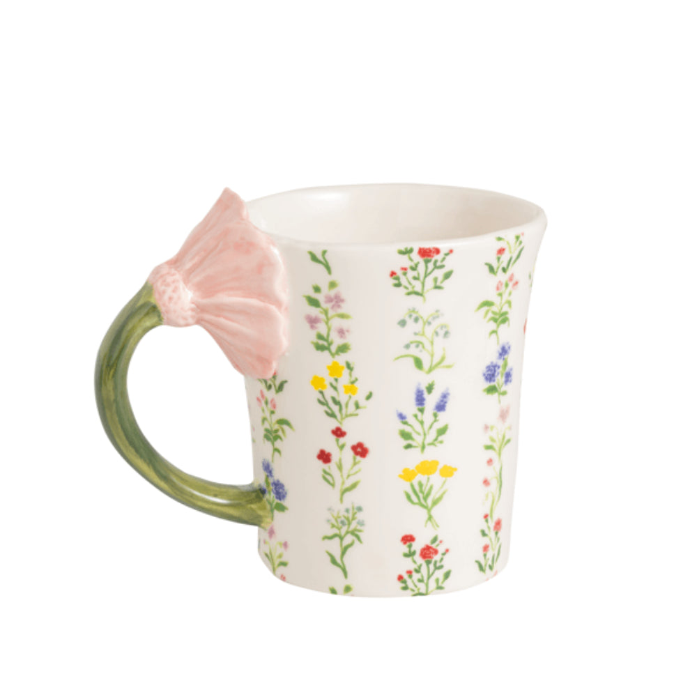 Mud Pie Flower Handle Mugs