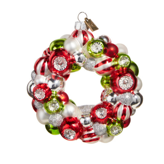 Red, Green, and White Wreath Ornament