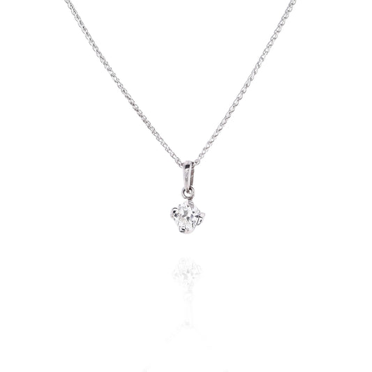 Estate 14 Karat White Gold Solitaire Articulated Diamond Pendant Necklace