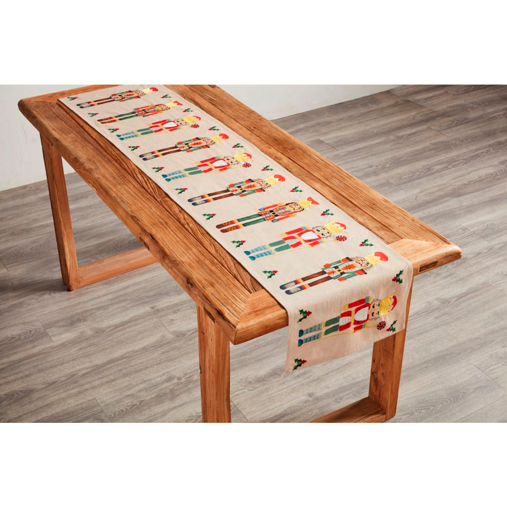 Mud Pie Ivory Ponchaa Table Runner - 18x90 Inch With Fringe & Chunky Tassel Trim