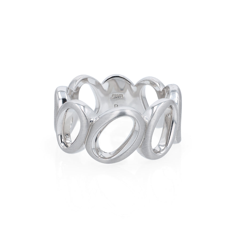 Sterling Silver Open Oval Matte And Polished Band