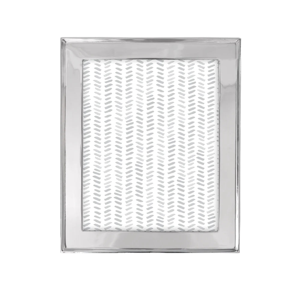 8x10 metallic silver frame on a white background.