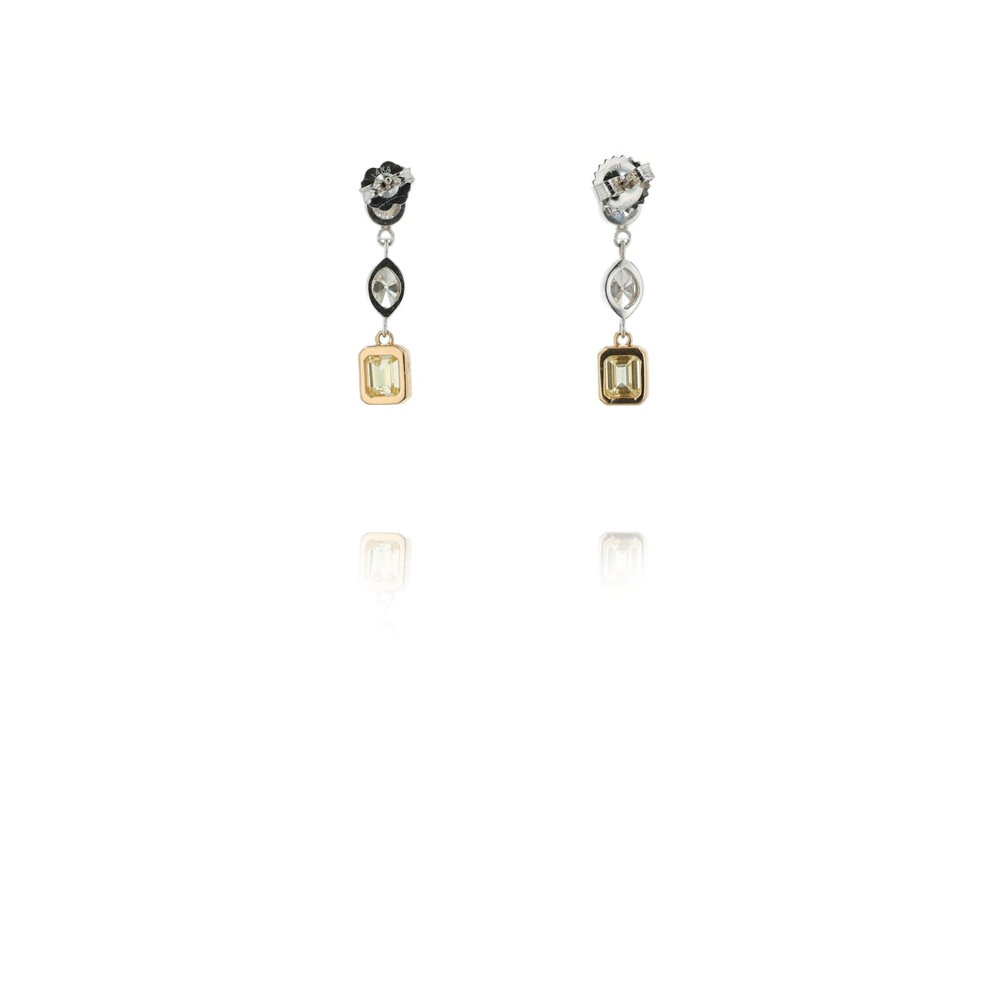 Estate 14 Karat Two-Tone Diamond Dangle Earrings