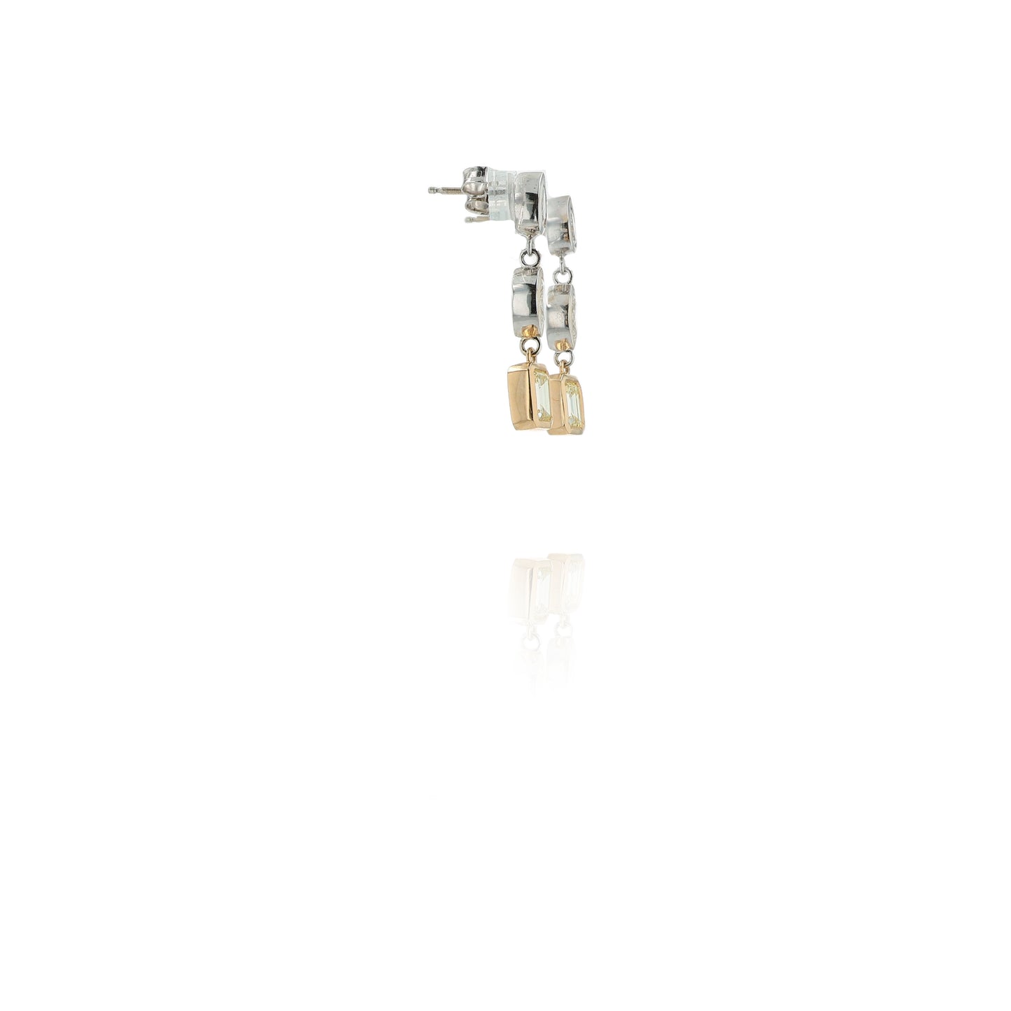 Estate 14 Karat Two-Tone Diamond Dangle Earrings