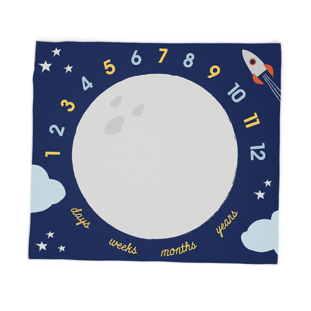 Two's Company Out of this World Milestone Mat / Curtain with Star and Rocket Markers in Gift Box
