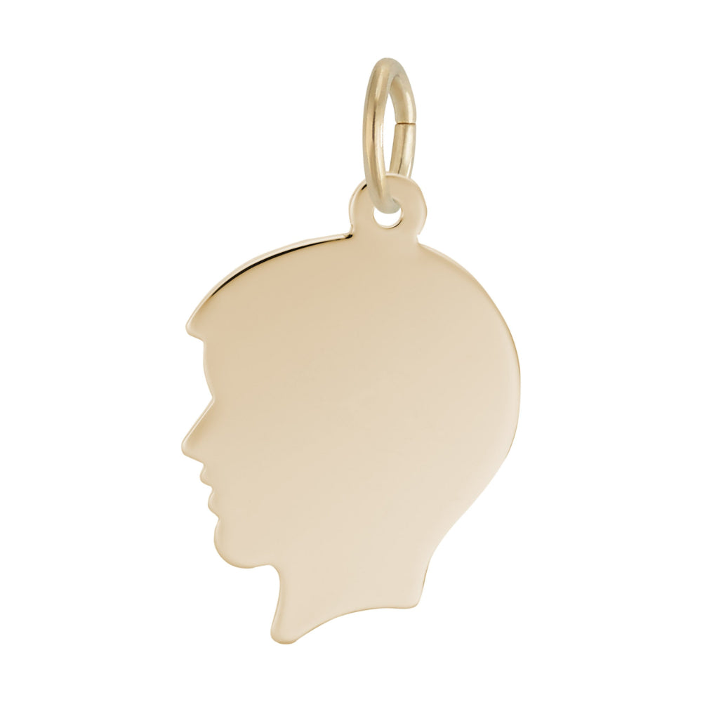Gold Boy's silhouette Charm facing left