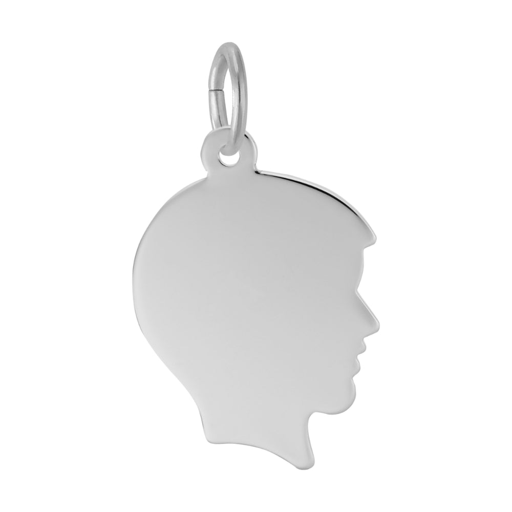 Silver Boy's silhouette Charm facing right