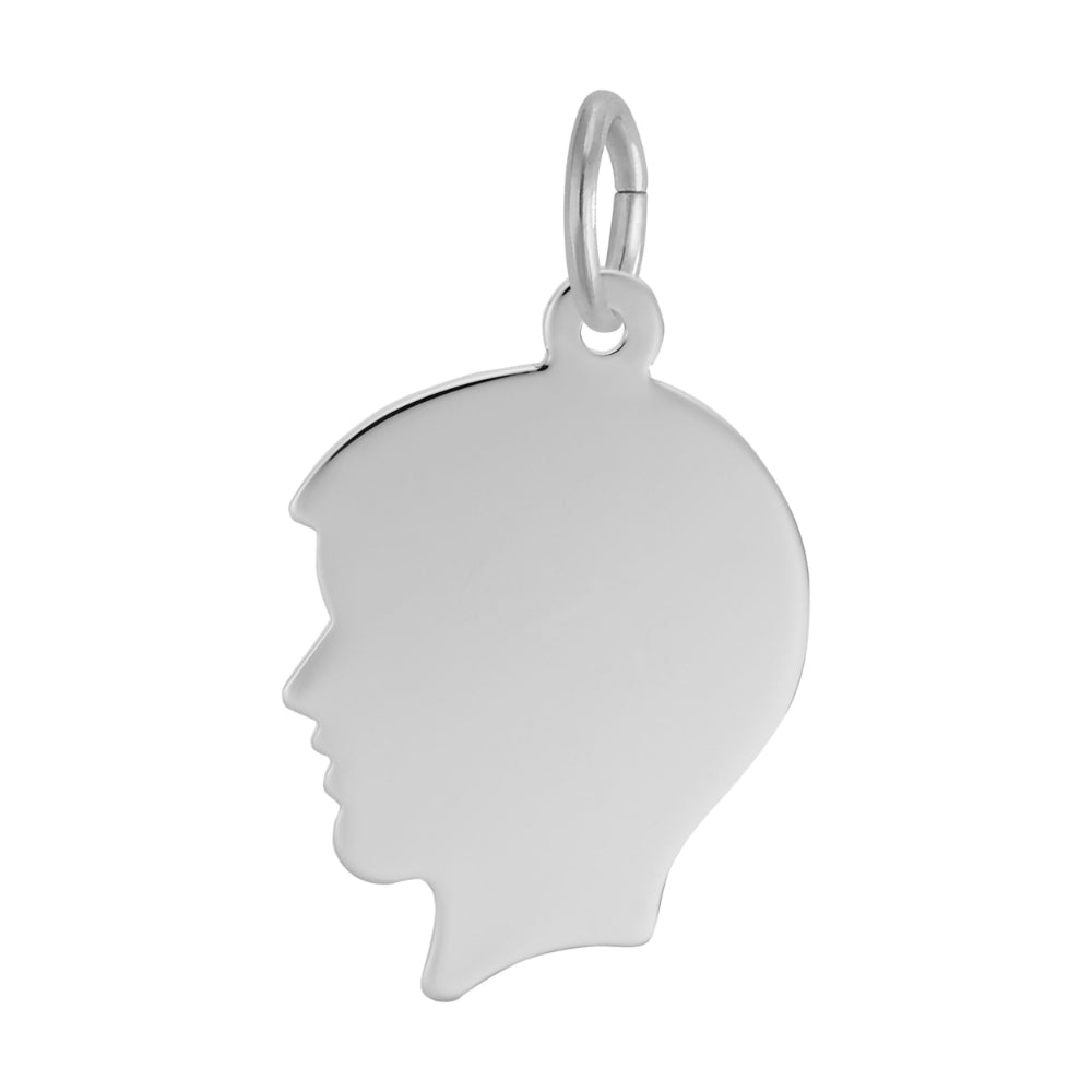Silver Boy's silhouette Charm facing left