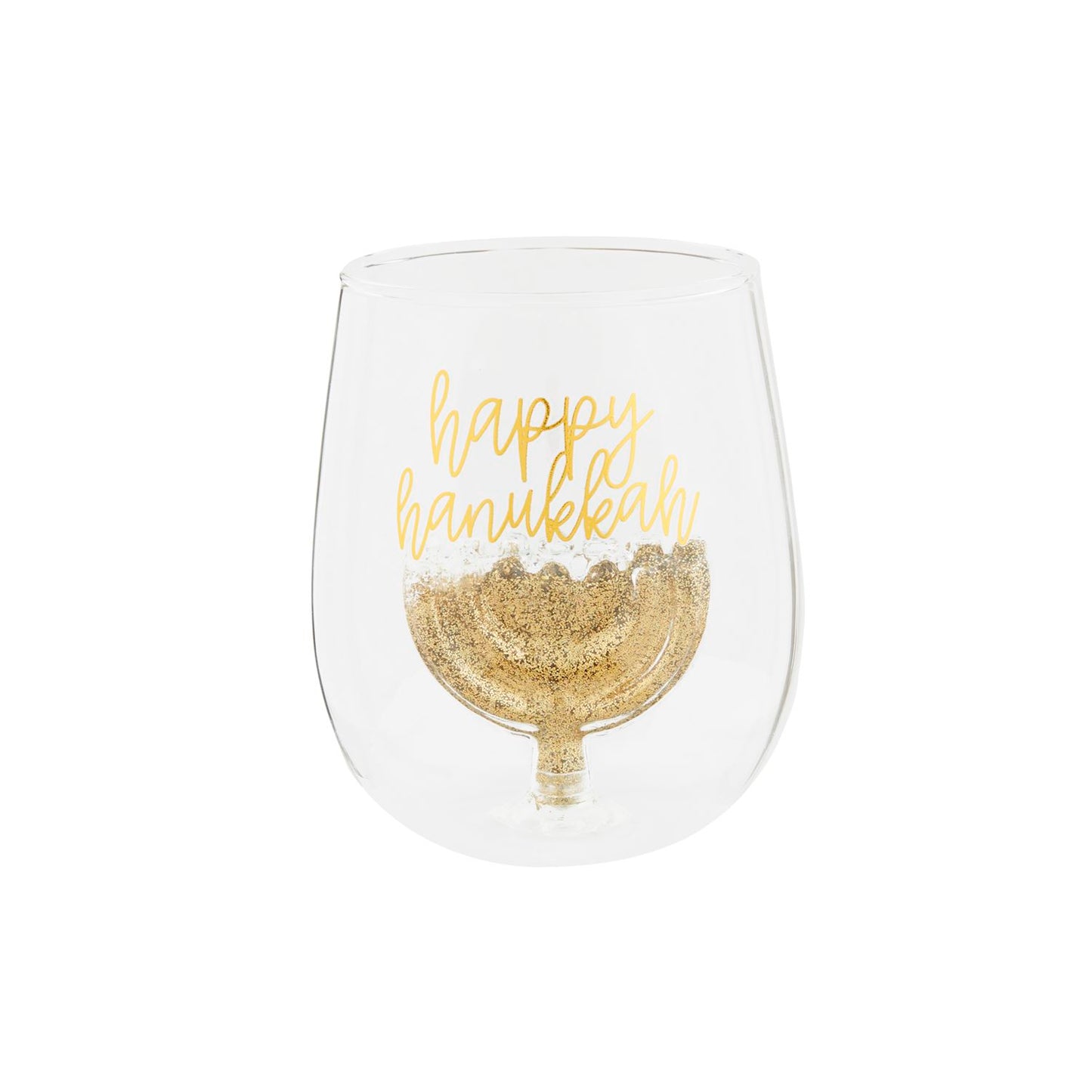 Mud Pie Hanukkah Wine Glass